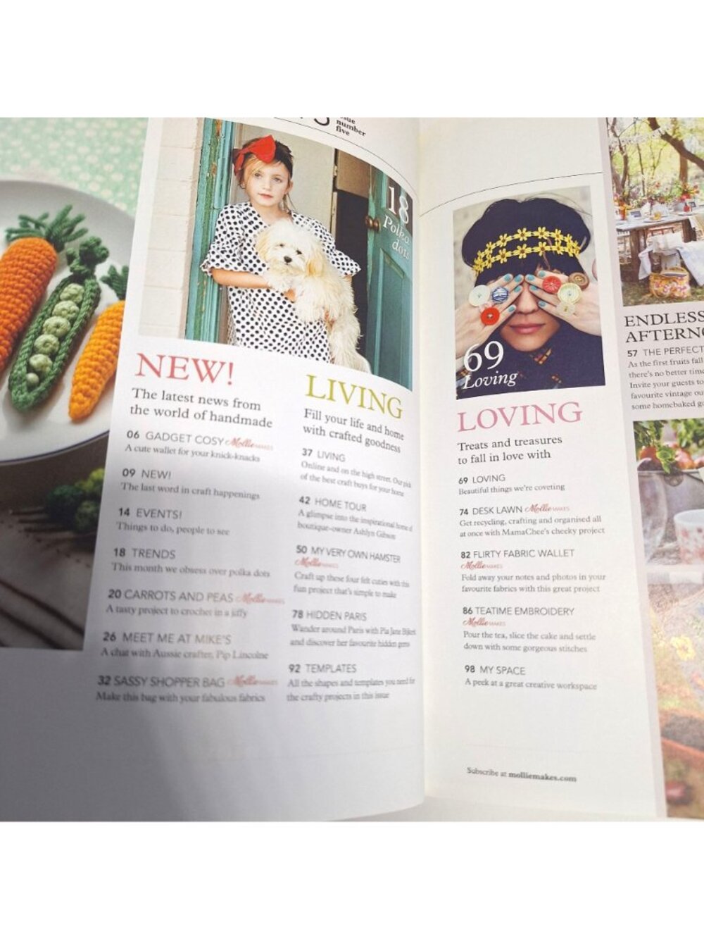 Mollie Makes UK Magazine Issue 5 2011 Crochet Vegetables Linen Kit Retro Craft - Picture 3 of 13